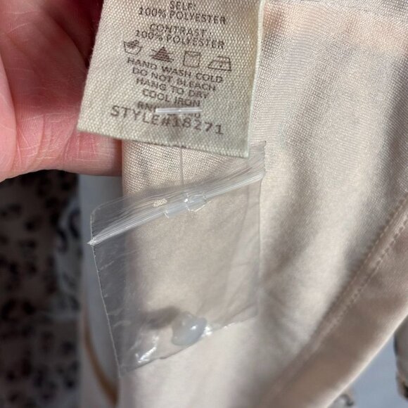 Leopard Print Long-Sleeve Ruffled Dress With Elastic Waist & Flounce Hem - Beige - Picture 14 of 16